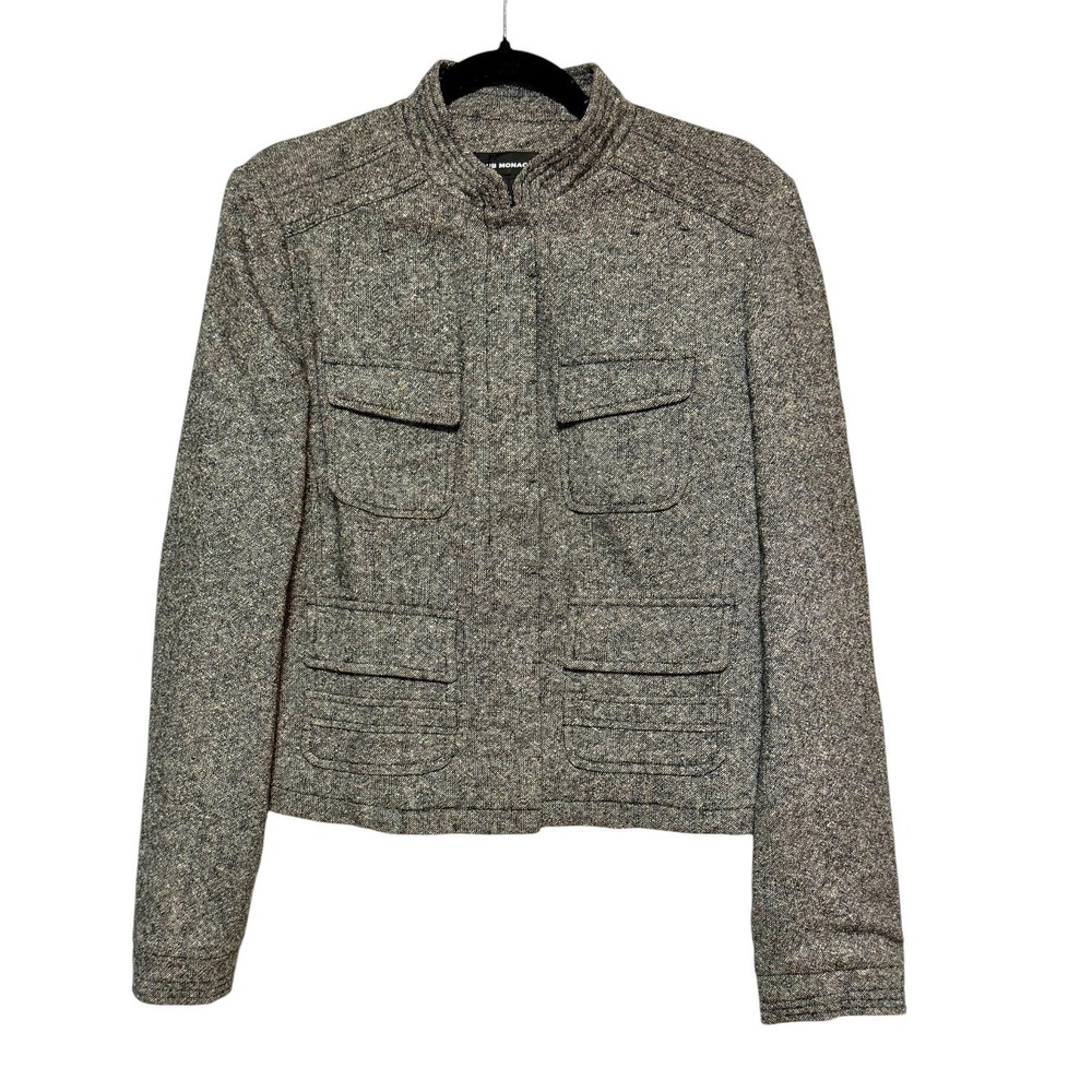 Club Monaco Quiet Luxury Utility Wool Blend Jacket Women Size 10 Euro Minimalism